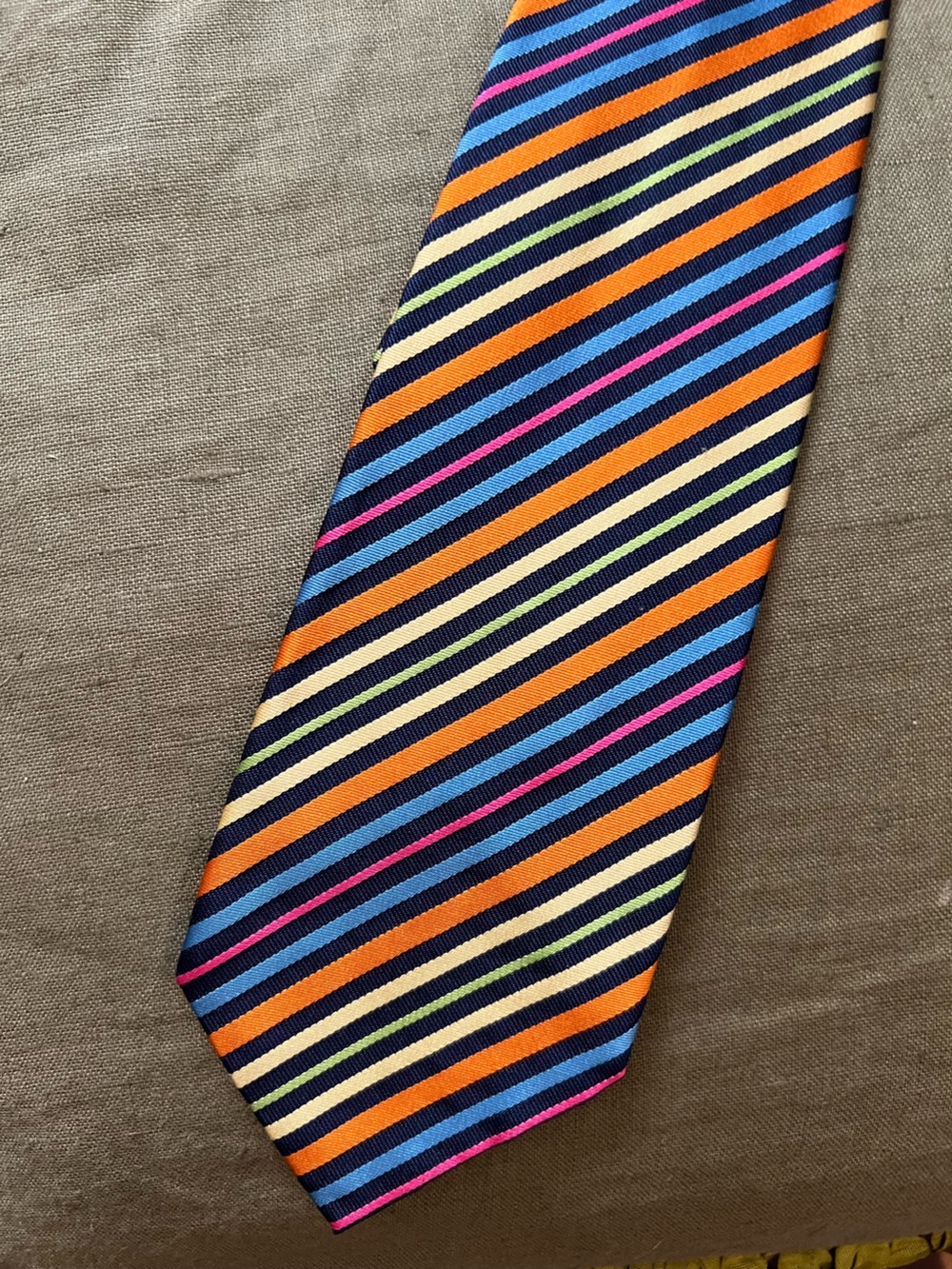 PAUL SMITH Striped Multi-Color Men’s Tie - Blue, Orange & Pink